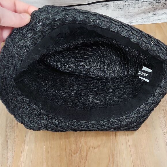 🐞Apt 9 Black/Dark Gray Flat Bow Trimmed Fedora Hat - Picture 7 of 9